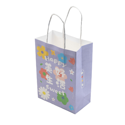 kupować Fioletowa papierowa torba Kraft, niestandardowy rozmiar, drukowane luksusowe opakowanie dla supermarketu, na wynos, kawę, herbatę mleczną, jedzenie online manufacture