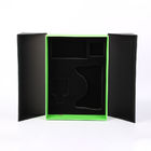 podwójne drzwi czarno-zielone pu skórzane luksusowe pudełko upominkowe z dostosowaną wkładką z gąbki do wycinania