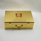 Luksusowe pudełka na prezenty z drewna na zawiasach 300g Opakowanie ze złotym uchwytem do opieki zdrowotnej