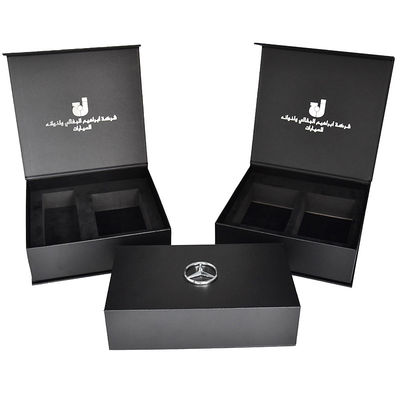 kupować PU Skórzane sztywne magnetyczne pudełko na prezent Niestandardowy papier do pakowania w kolorze czarnym z metalowym logo z wkładką EVA online manufacture
