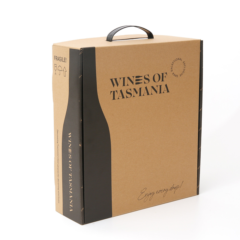 Solidne pudełko z pojedynczą butelką wina Opakowanie z brązowej tektury falistej